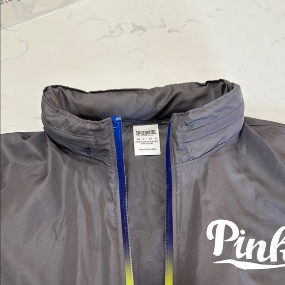 PINK Victoria's Secret Gray Jacket with Blue and Yellow Zipper - Picture 12 of 13